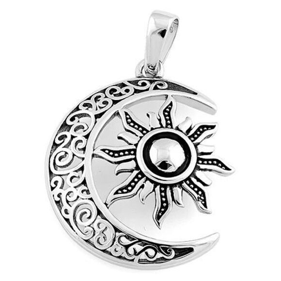 Moon and Sun Celtic Sterling Silver Pendant New - Picture 2 of 3